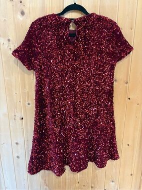 Zara Girls' Burgundy Sequin Party Dress